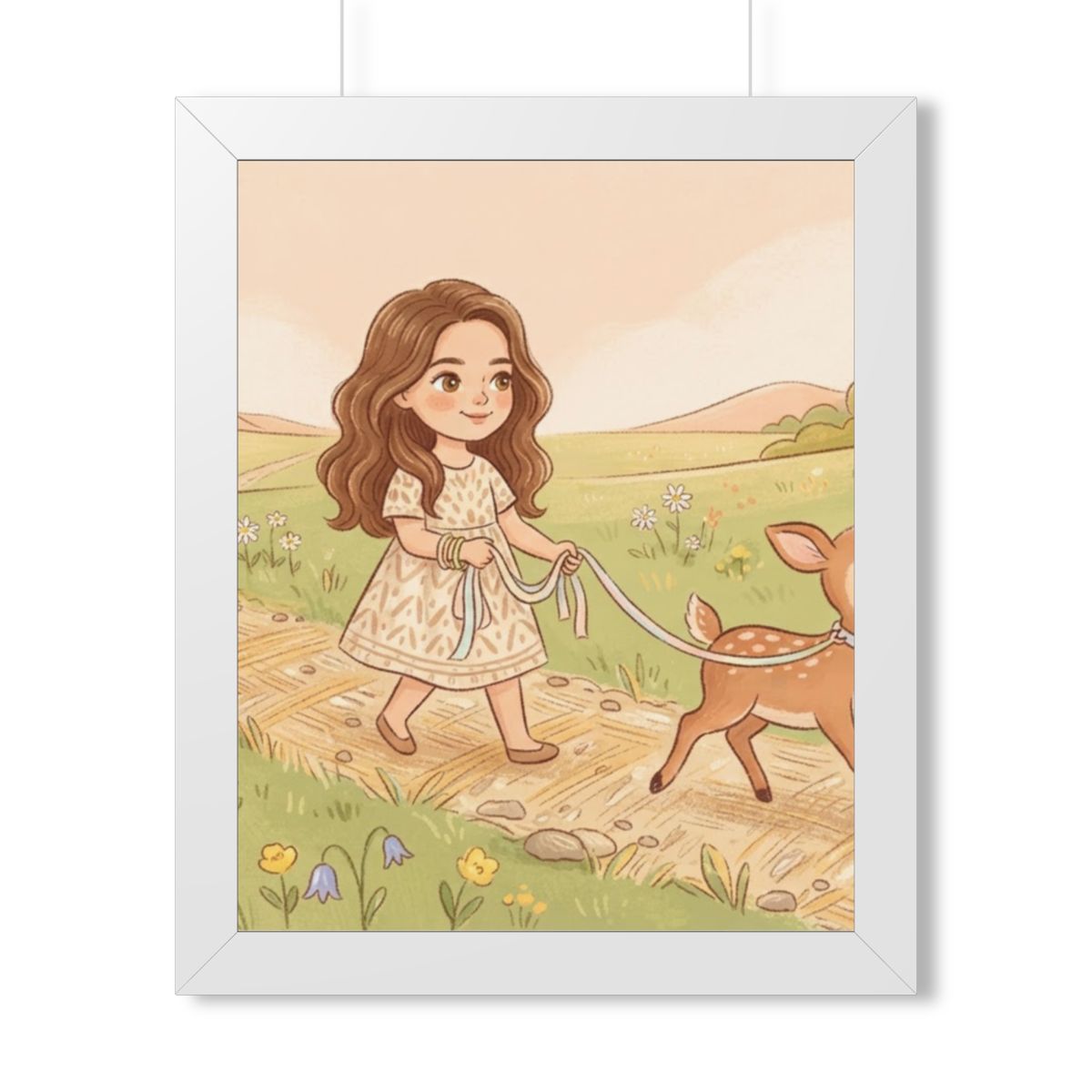 Framed Vertical Poster - Meadow Walk Fawn — White (11×14......
