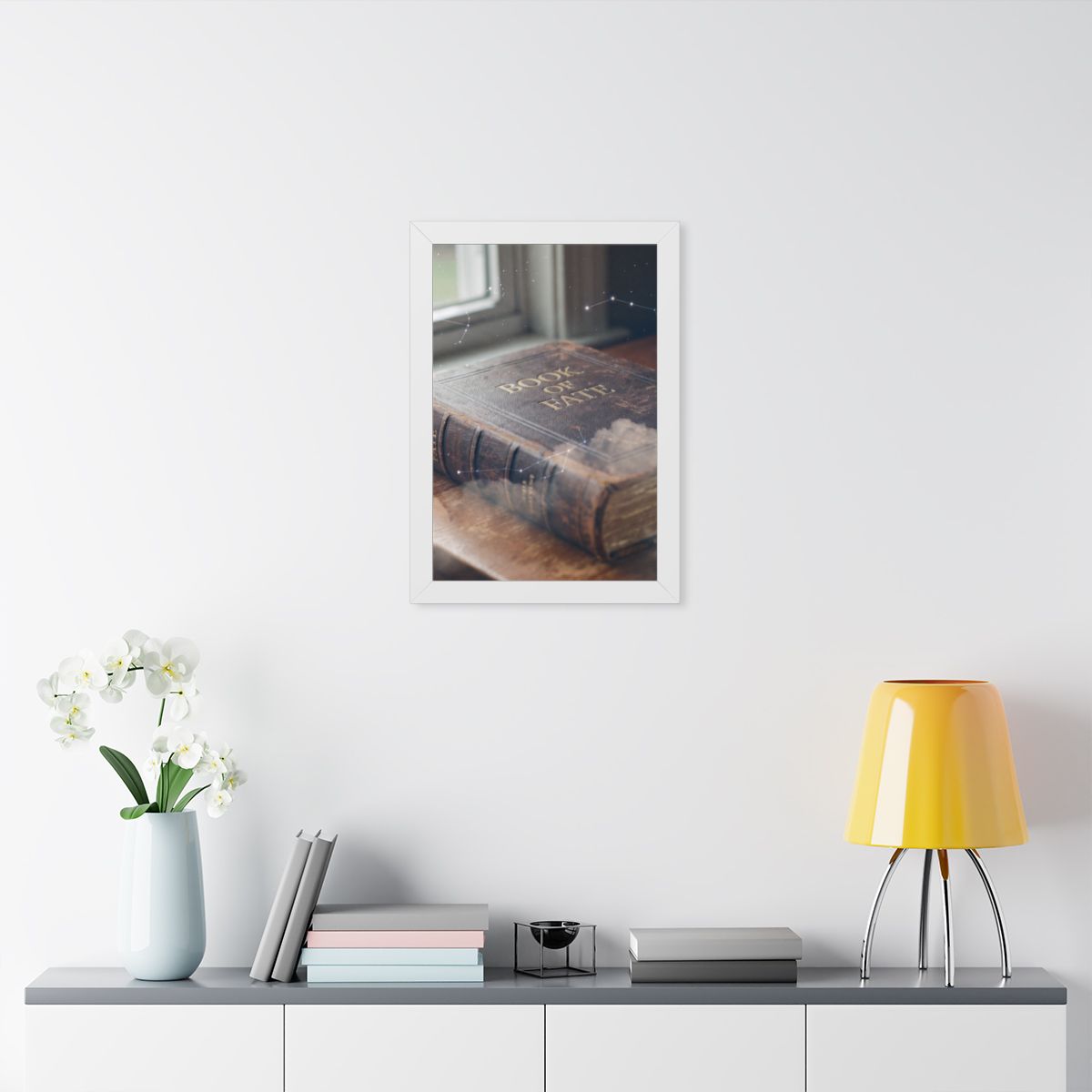Framed Vertical Poster - Celestial Book of Fate Mystical Art...