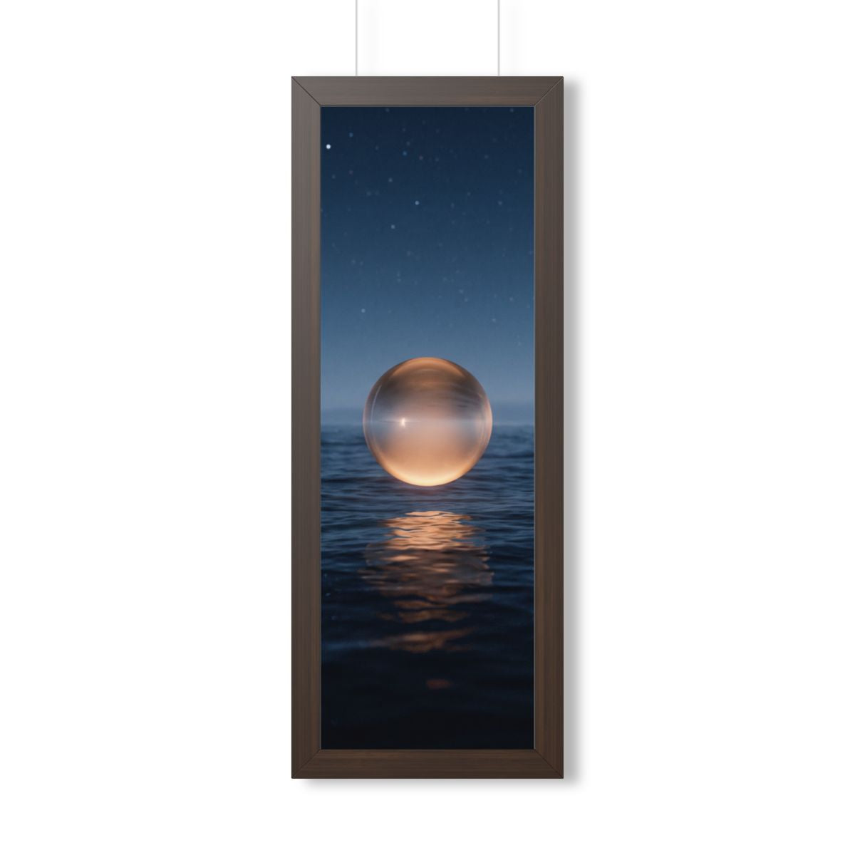 Framed Vertical Poster - Glowing Ocean Horizon — Walnut... |...