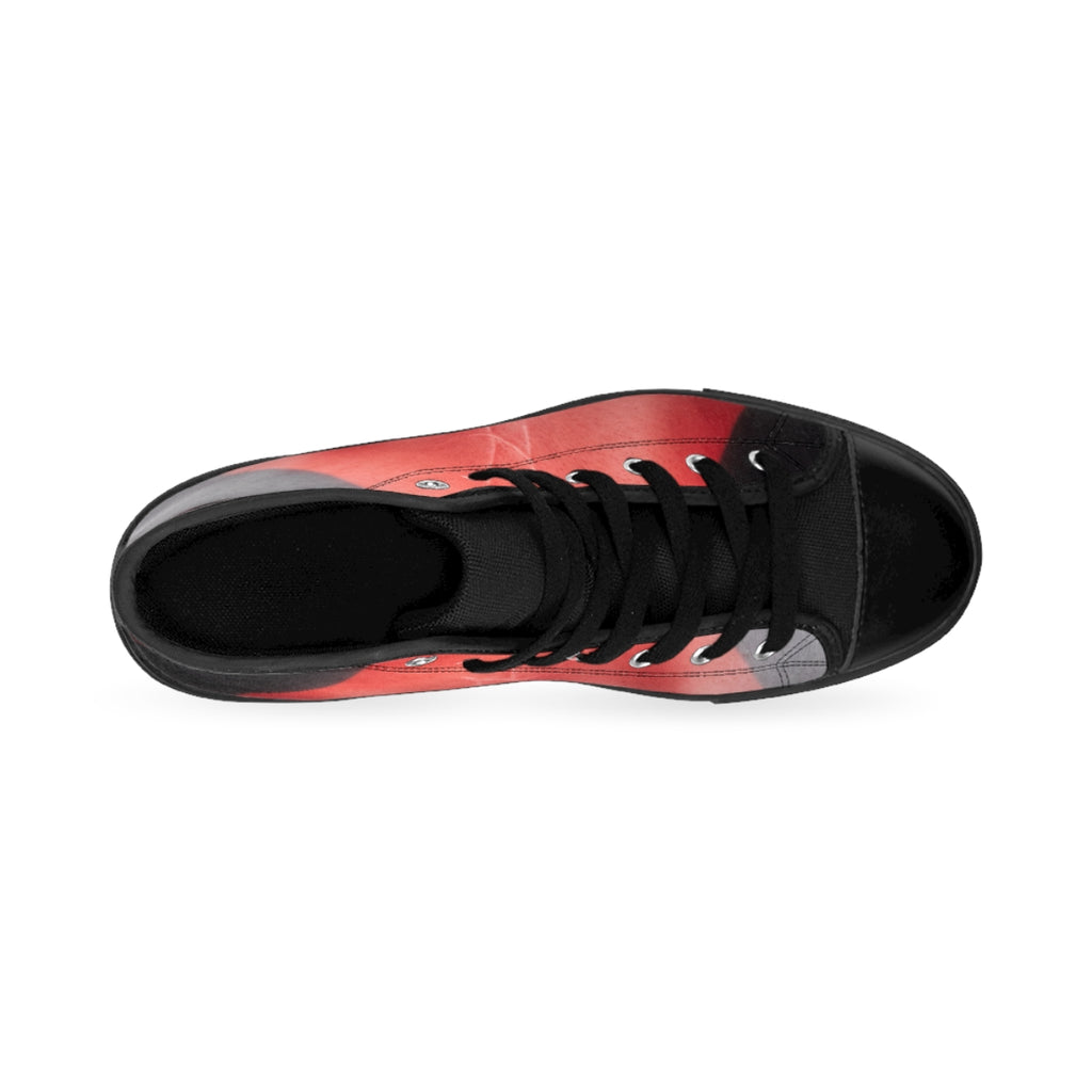 Women's Classic Sneakers with Crimson Silhouette Art
