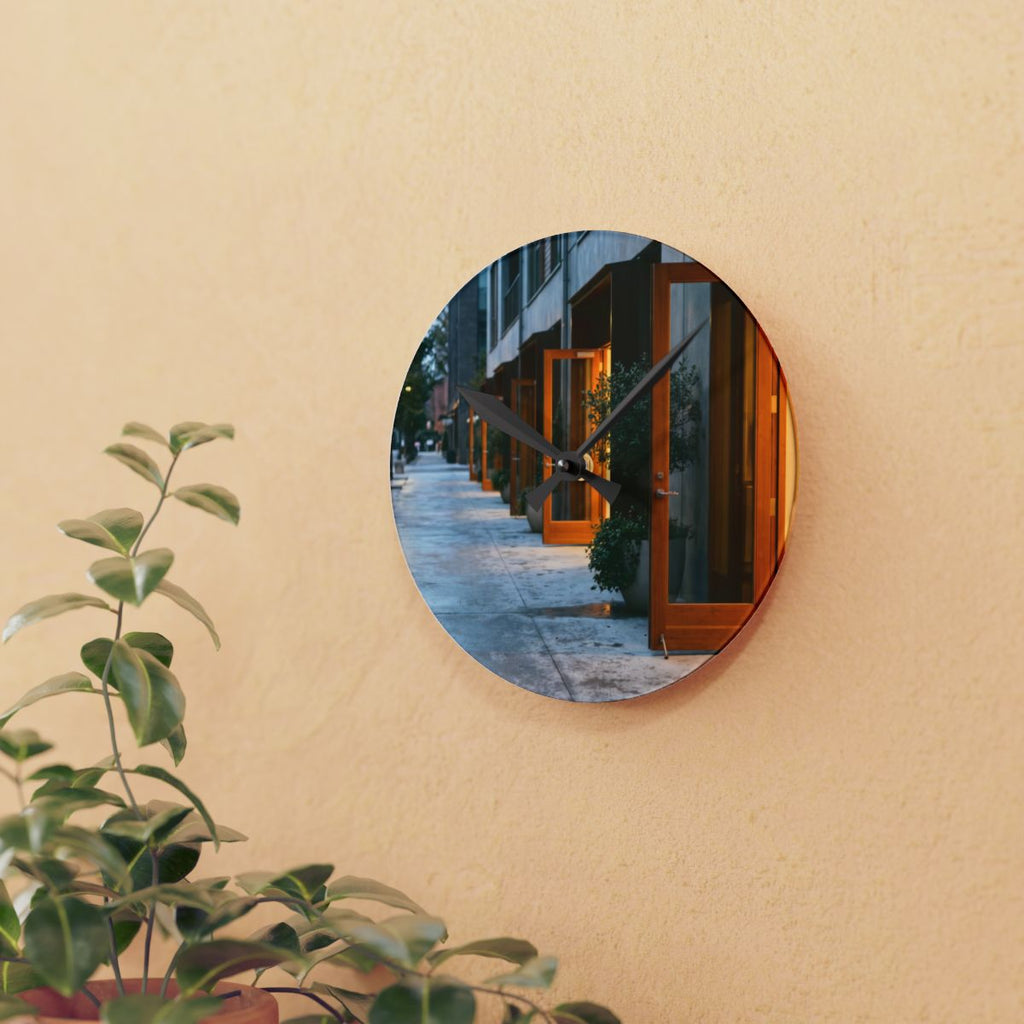 Acrylic Wall Clock - Modern Urban Evening | Echovira Gallery