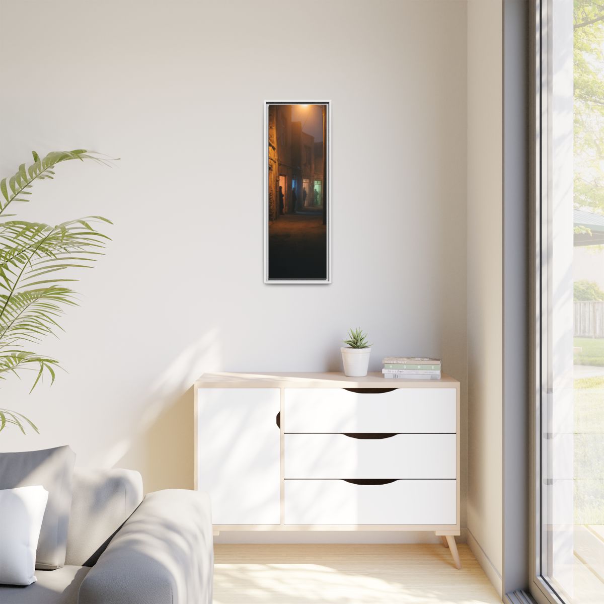 Matte Canvas, Framed - Shadowed Alleyway Mystery Art Print...