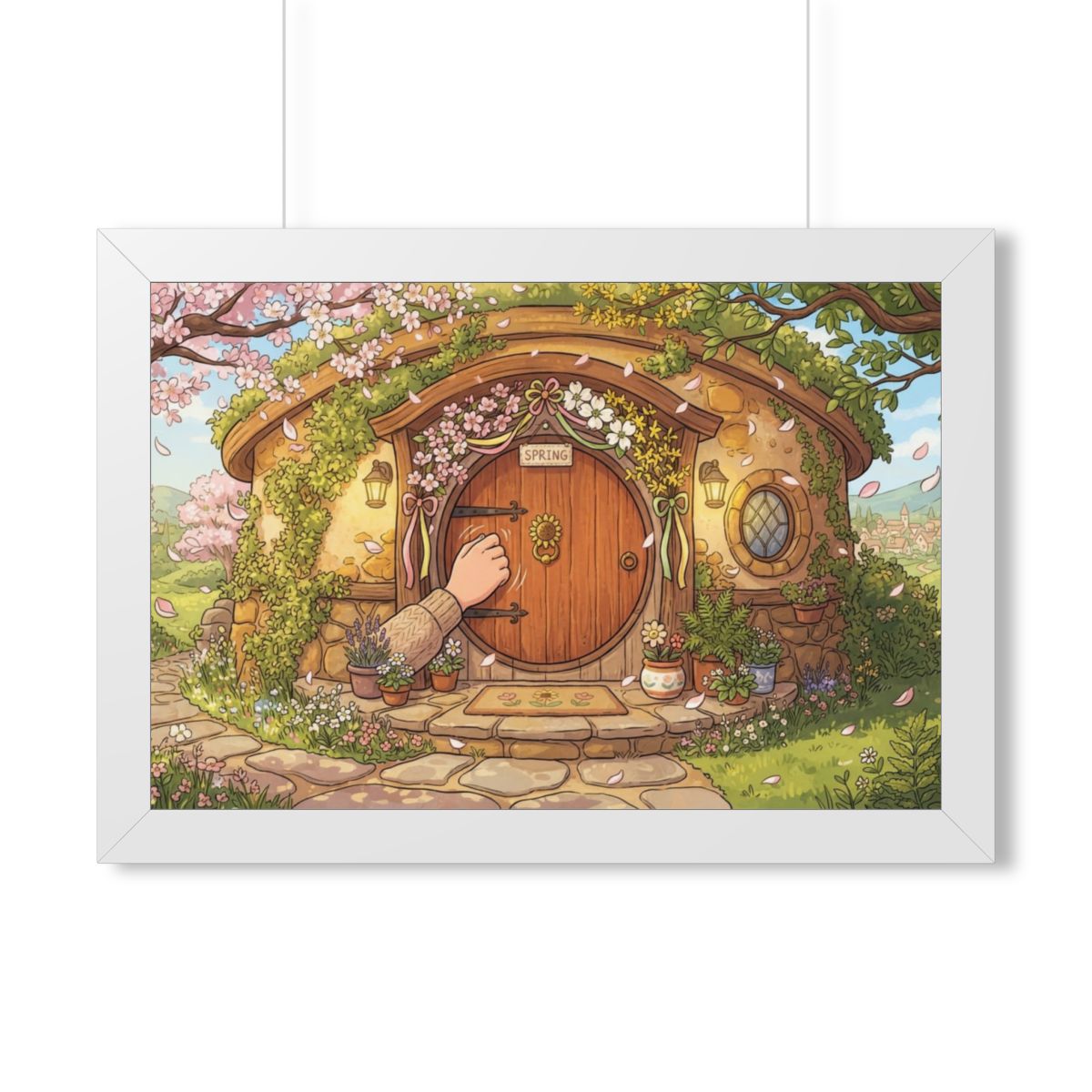 Framed Horizontal Poster - Spring Garden Entry — White... |...