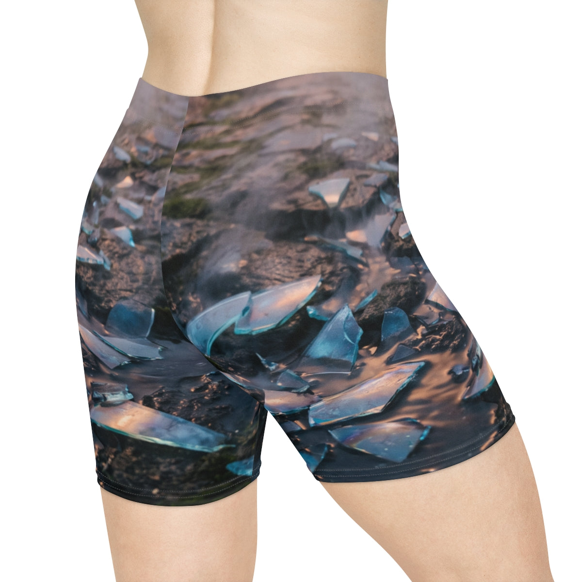 Women's Biker Shorts - Shattered Dawn | Echovira Gallery