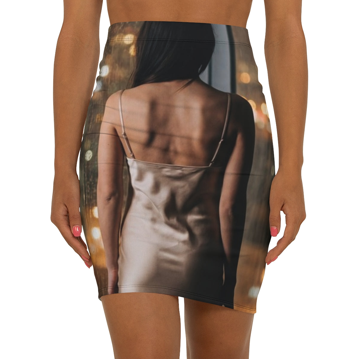 Women's Pencil Skirt - Rainscape Grid | Echovira Gallery