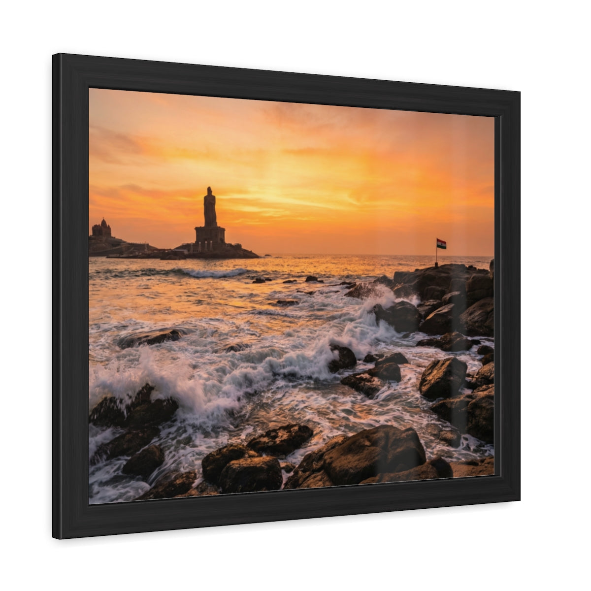 Framed Posters - Coastal Golden Glow — Landscape
