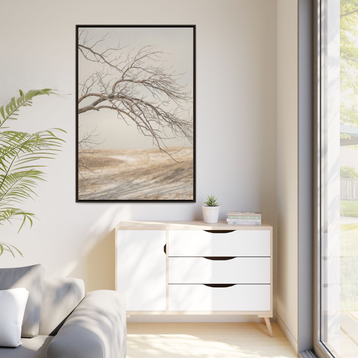Matte Canvas, Framed - Winter Branch Solitude Landscape —......