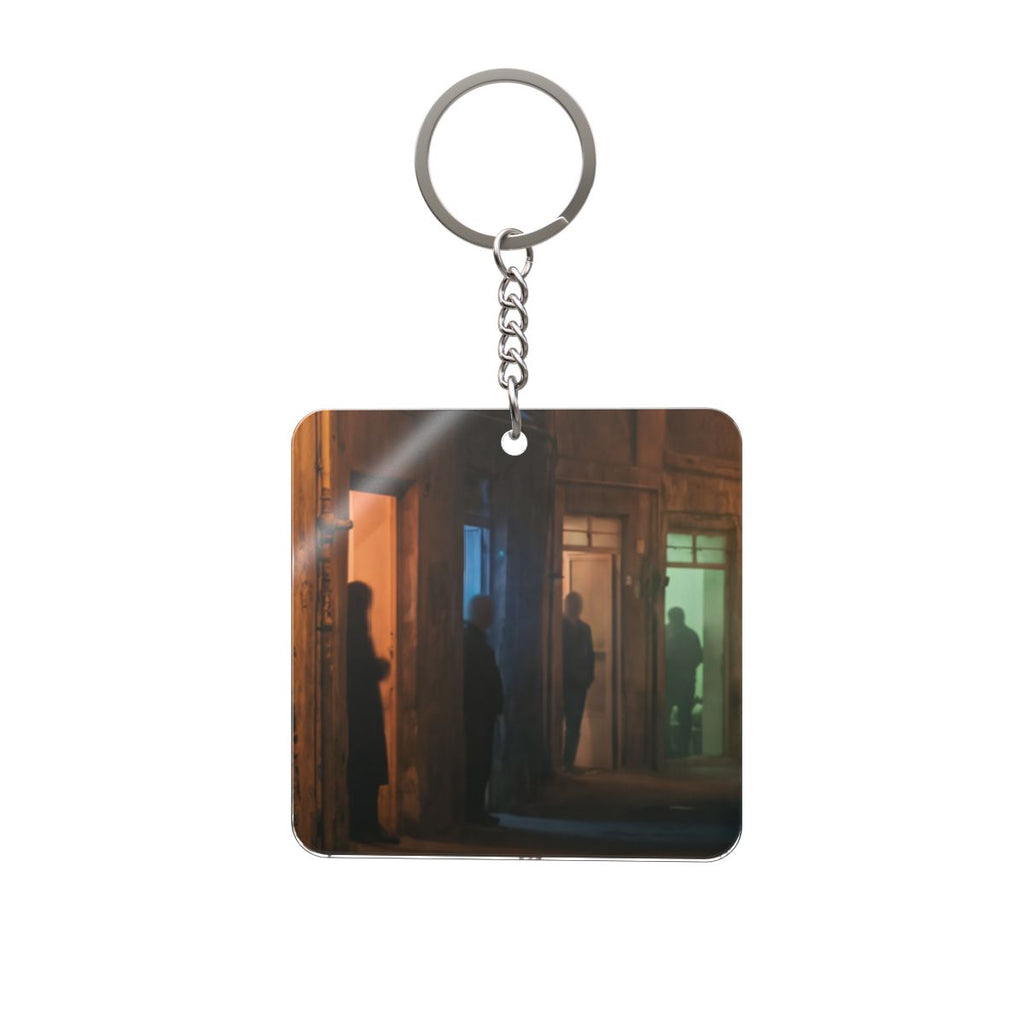 Square Keychain - Shadowed Alleyway Mystery Art Print |...