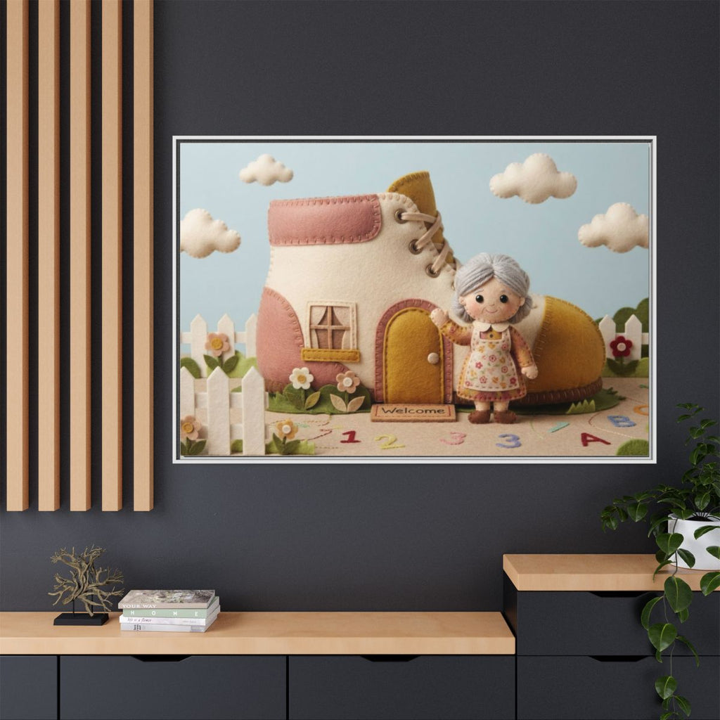 Matte Canvas - Framed Felted Shoe Cottage — White / 1.25"......
