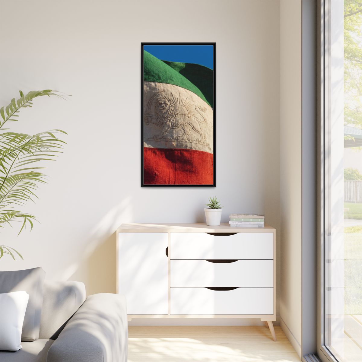 Matte Canvas, Framed - Vintage Persian Lion and Sun Heritage...