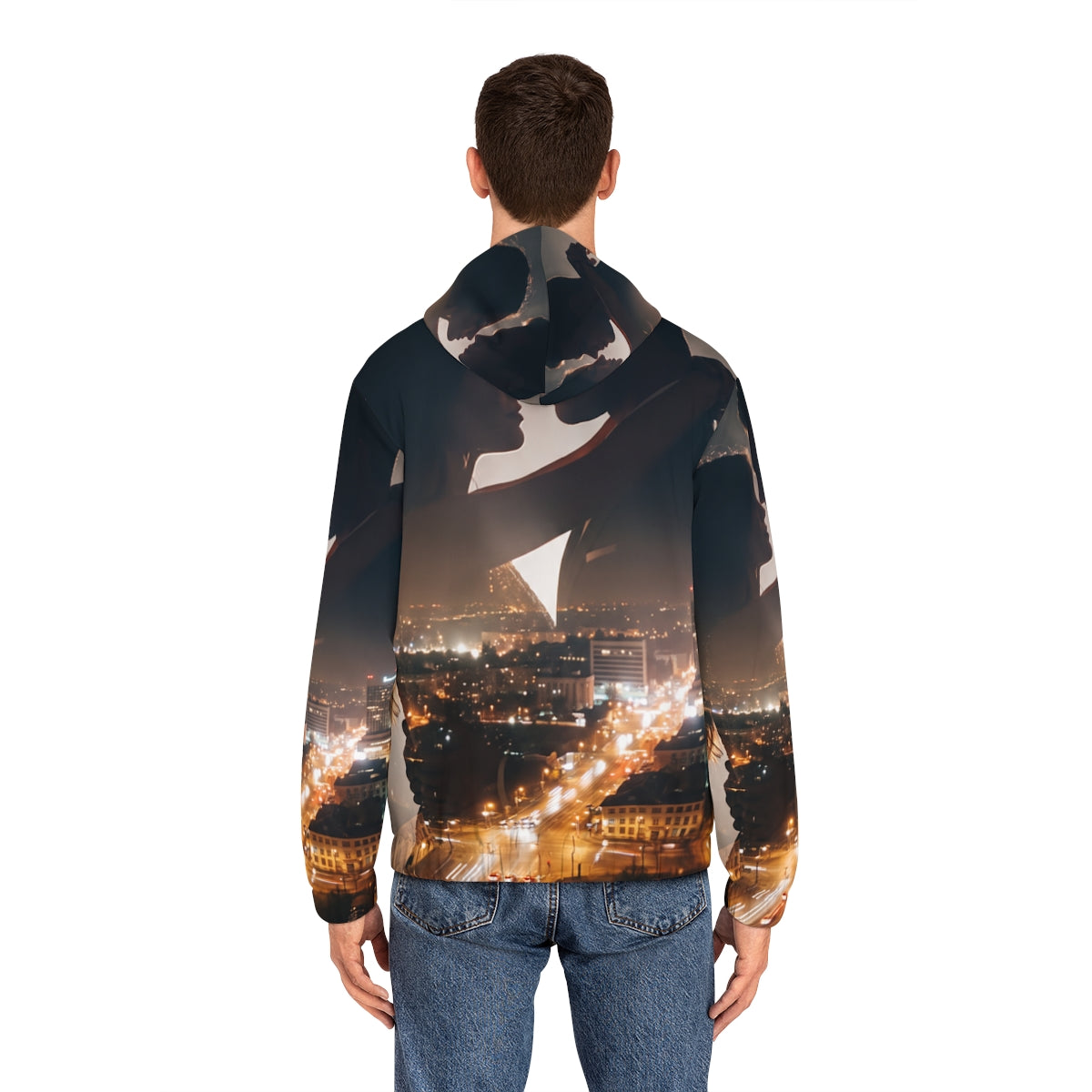 Men's Full-Zip Hoodie - Midnight City Skyline | Echovira...