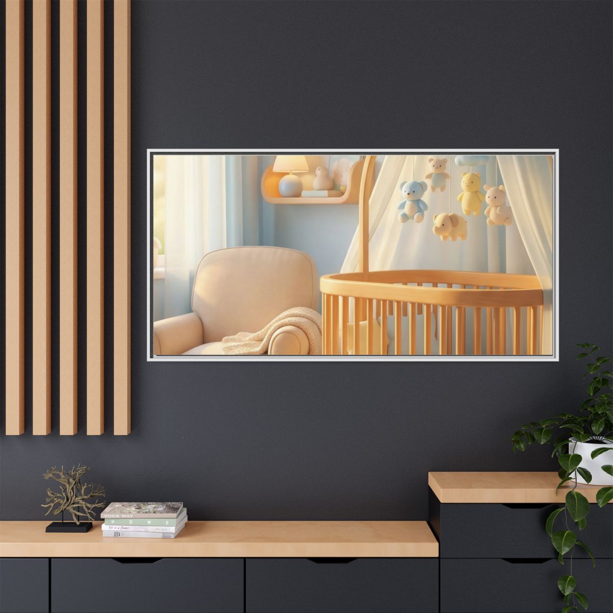 Matte Canvas, Framed - Dreamy Serene Nursery Art — White /...