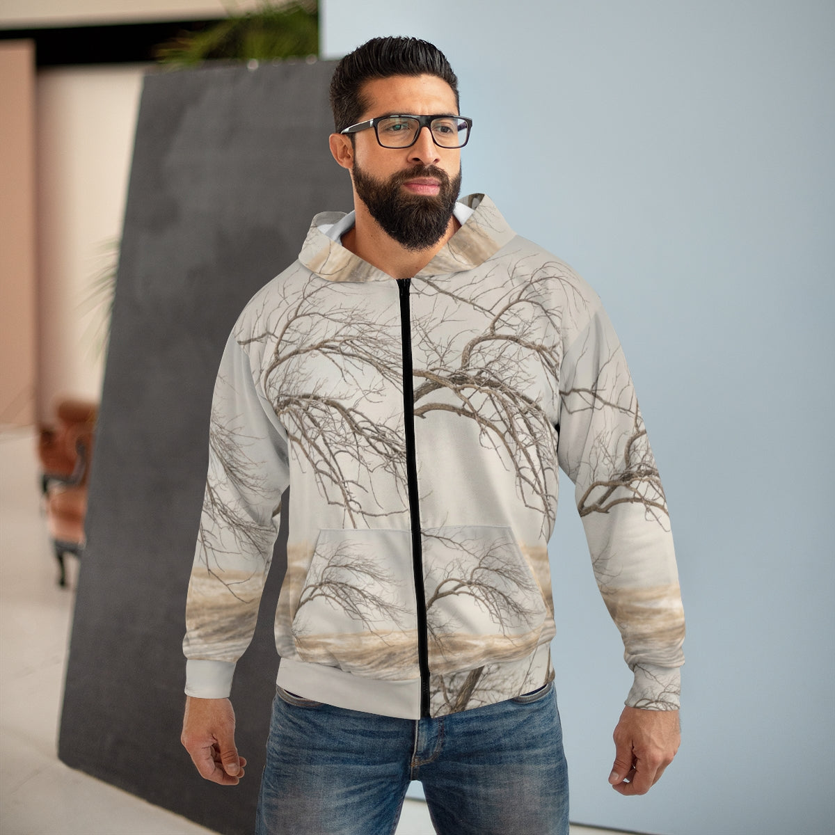 Unisex Zip Hoodie - Winter Branch Solitude Landscape |...