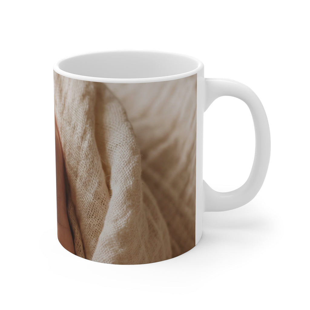11oz White Mug - Aesthetic Baby Hand - Ethereal Warmth |...
