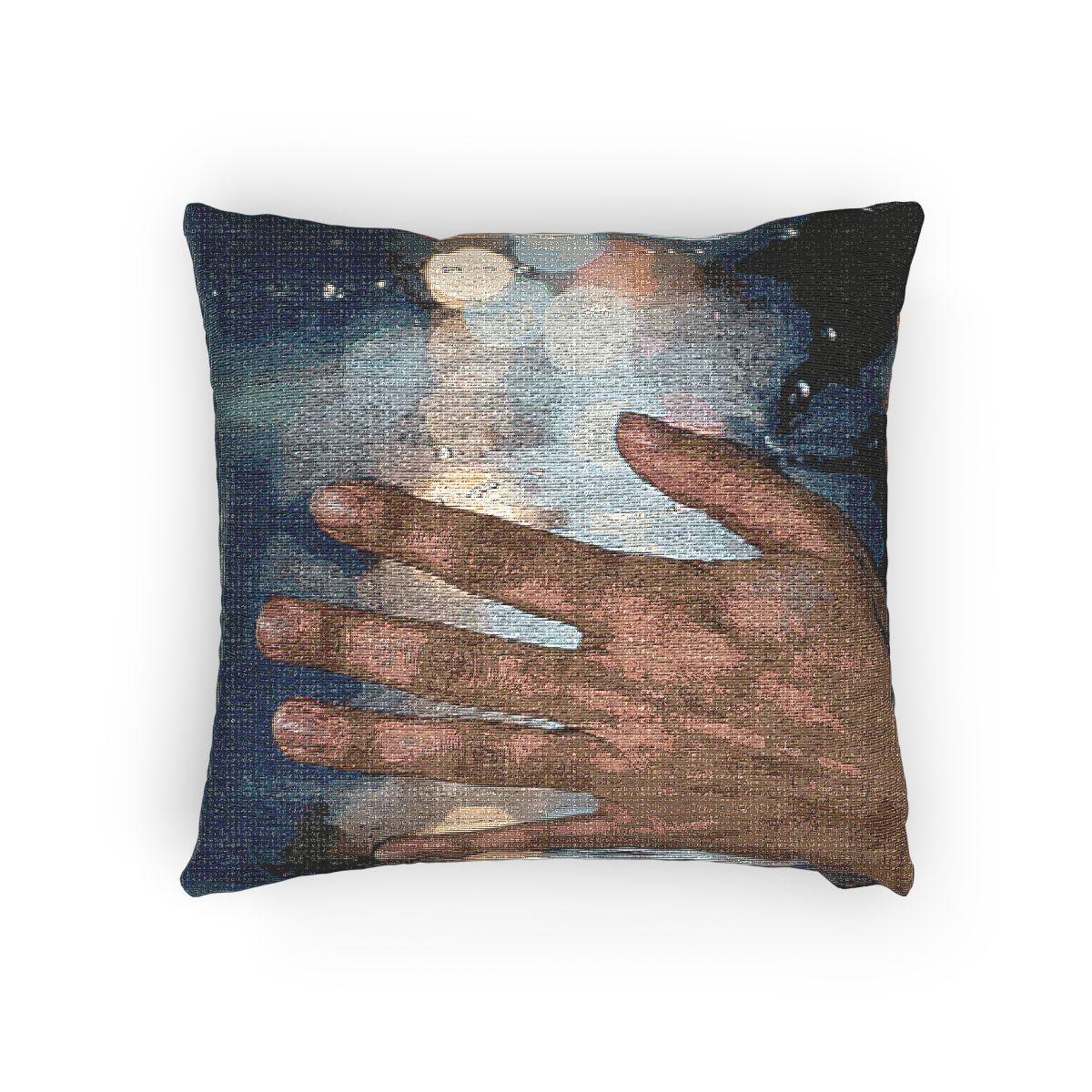 Rainy City Window Woven Throw Pillow