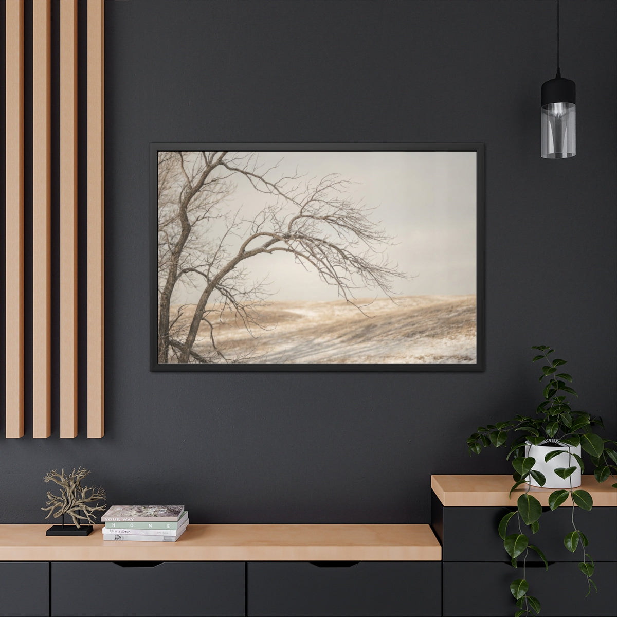Framed Poster - Minimalist Winter Tree — Landscape