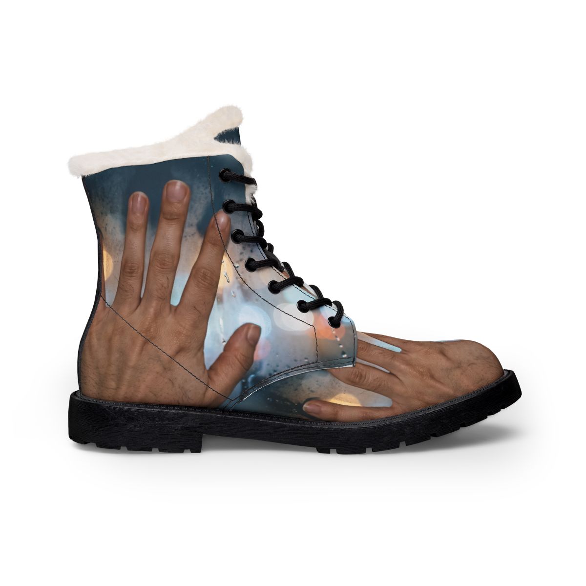 Women's Fur Leather Boots Rainy City Window