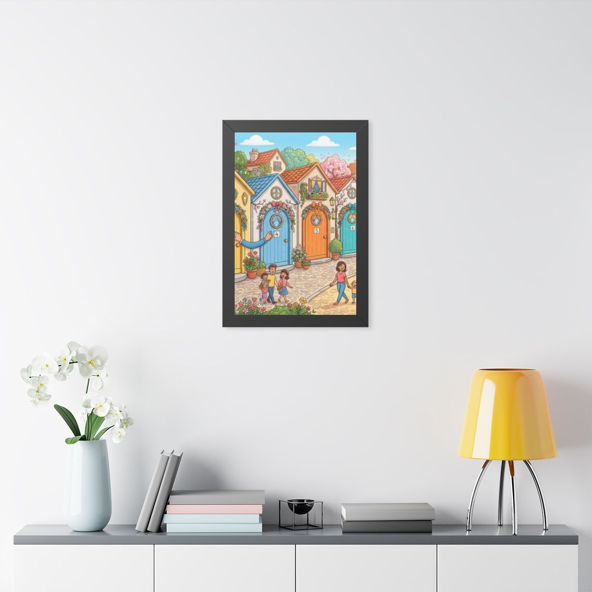 Framed Vertical Poster - Storybook Lane Gateway — Black... |...