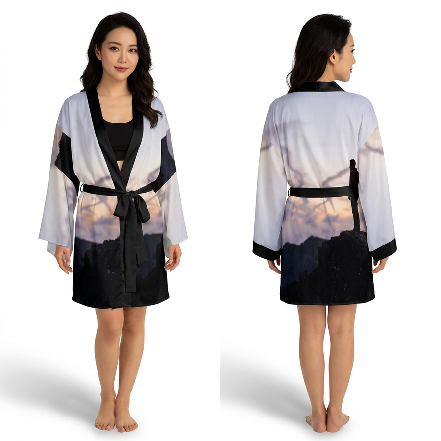 Bata kimono de manga larga - Cumbre al atardecer