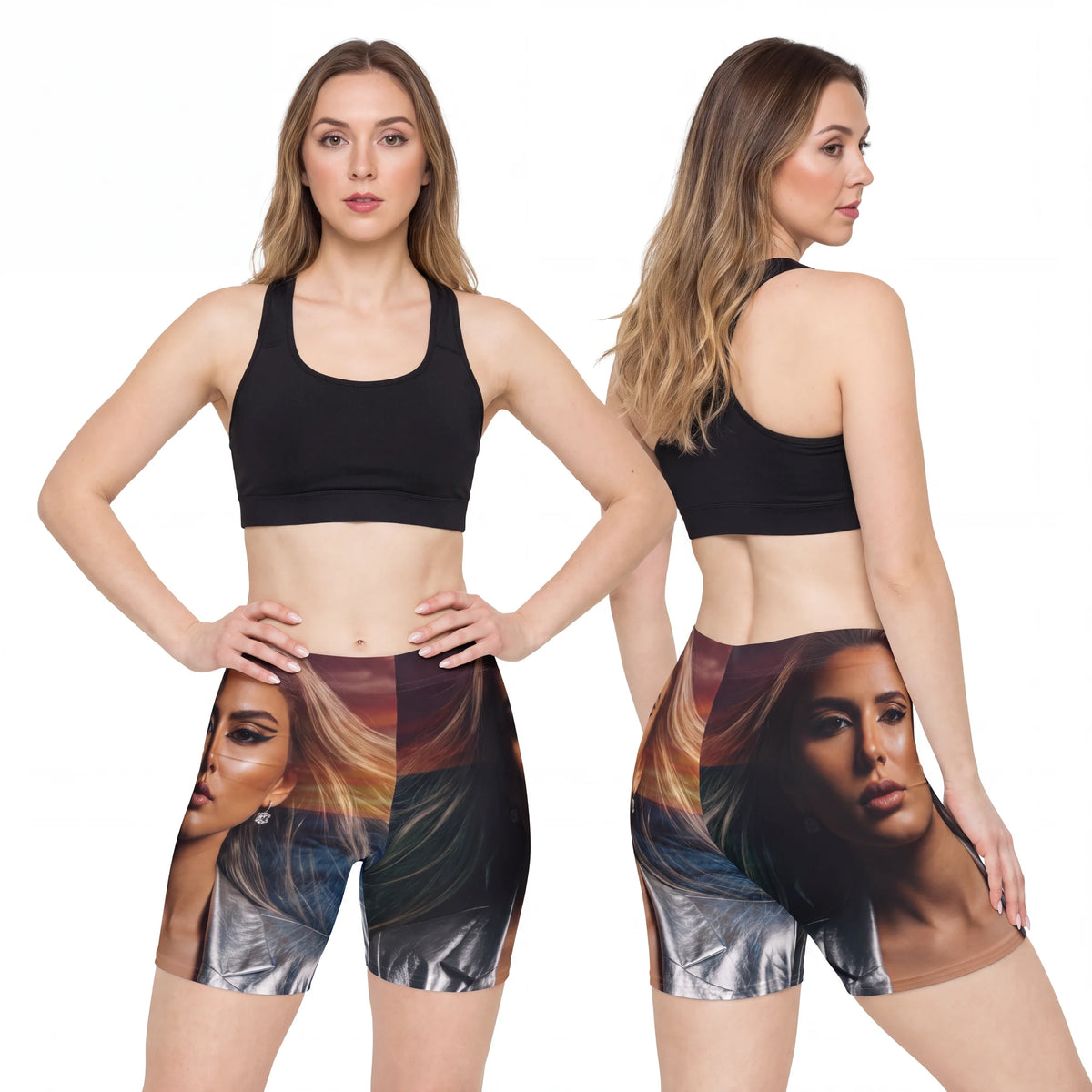 Women's Biker Shorts with Silver Editorial Muse