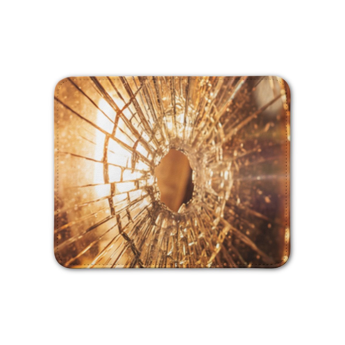 Leather Placemat - Fractured Glow Moody Amber Glass Art |...