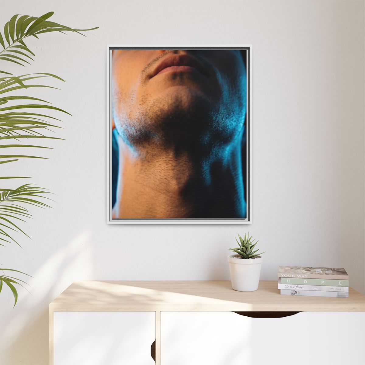 Matte Canvas, Framed - Neon Shadows Cinematic Portrait Art...