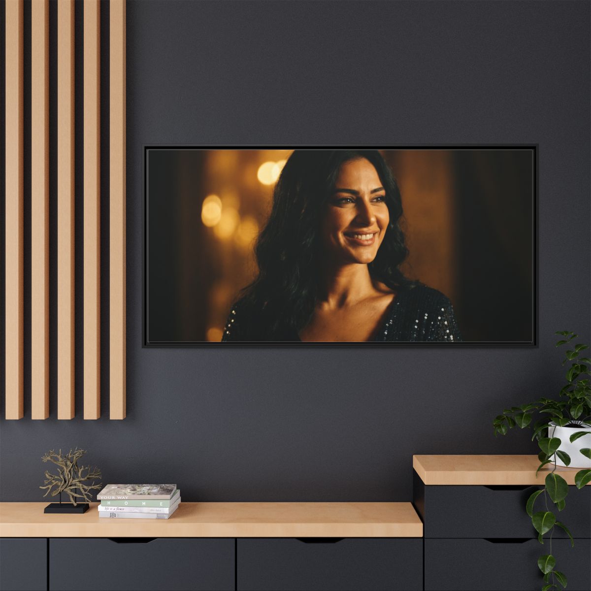 Framed Canvas Art - Golden Glamour — Black / 1.25"