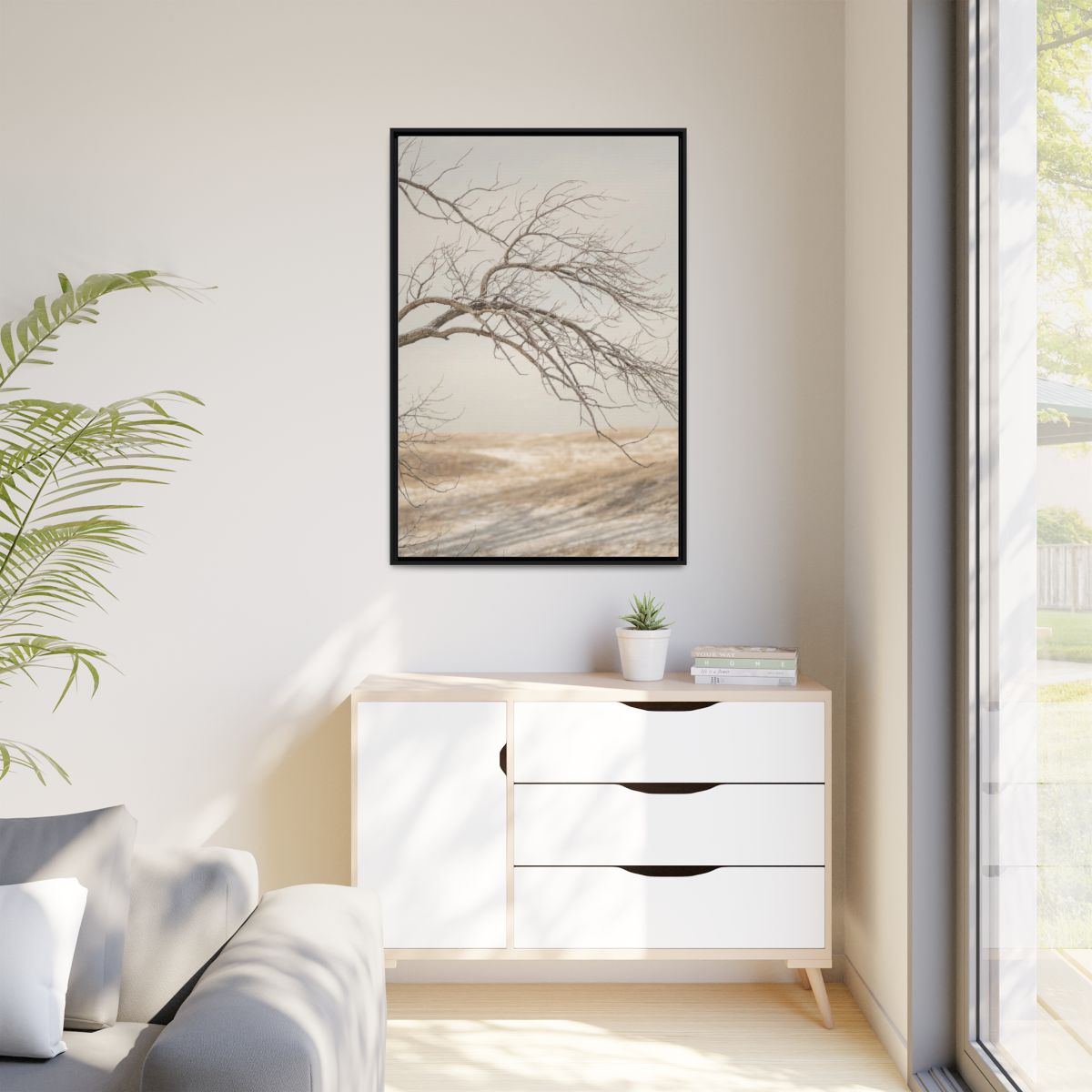 Matte Canvas, Framed - Winter Branch Solitude Landscape —......