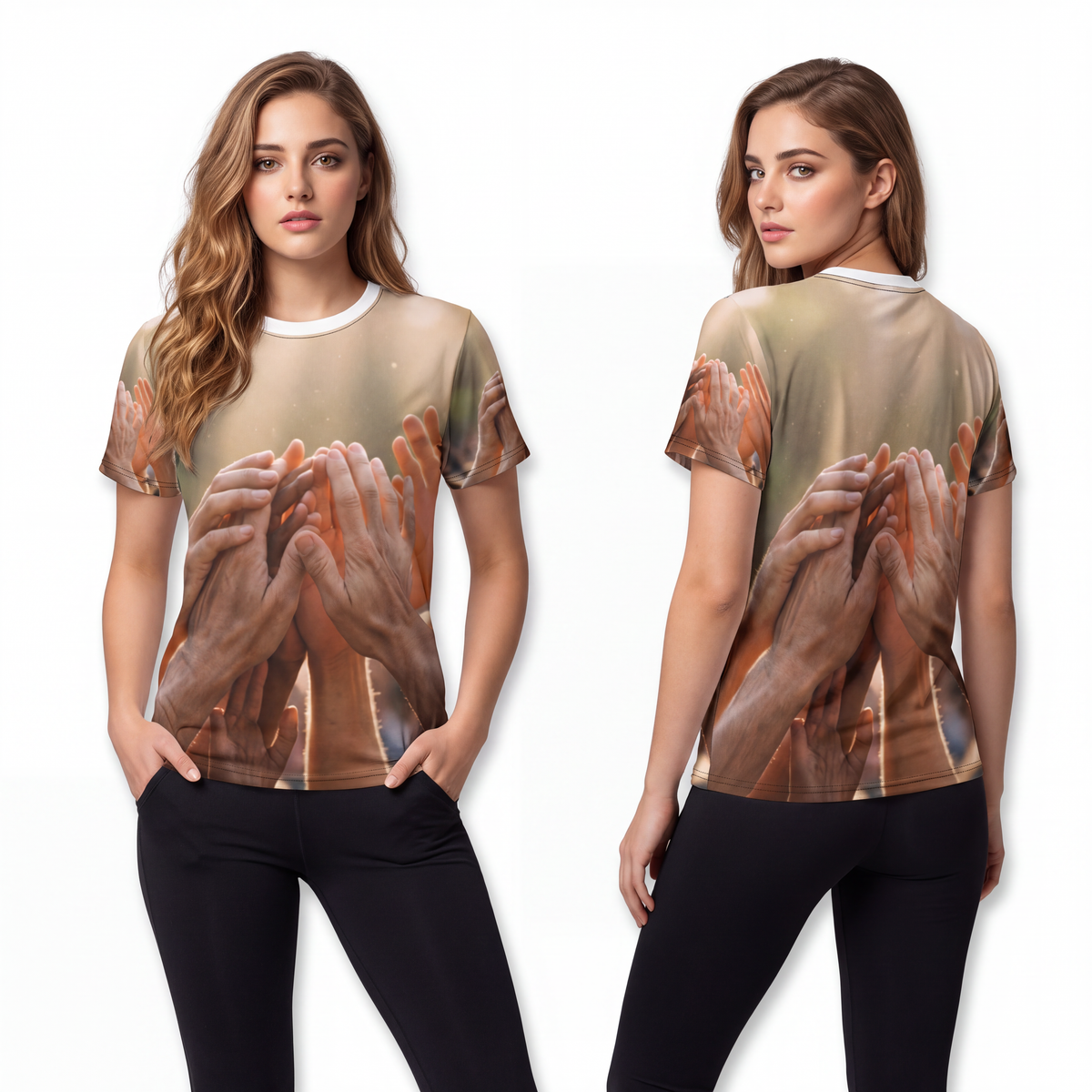 Unisex Cut & Sew Tee - Golden Rays of Unity Wall Art |...