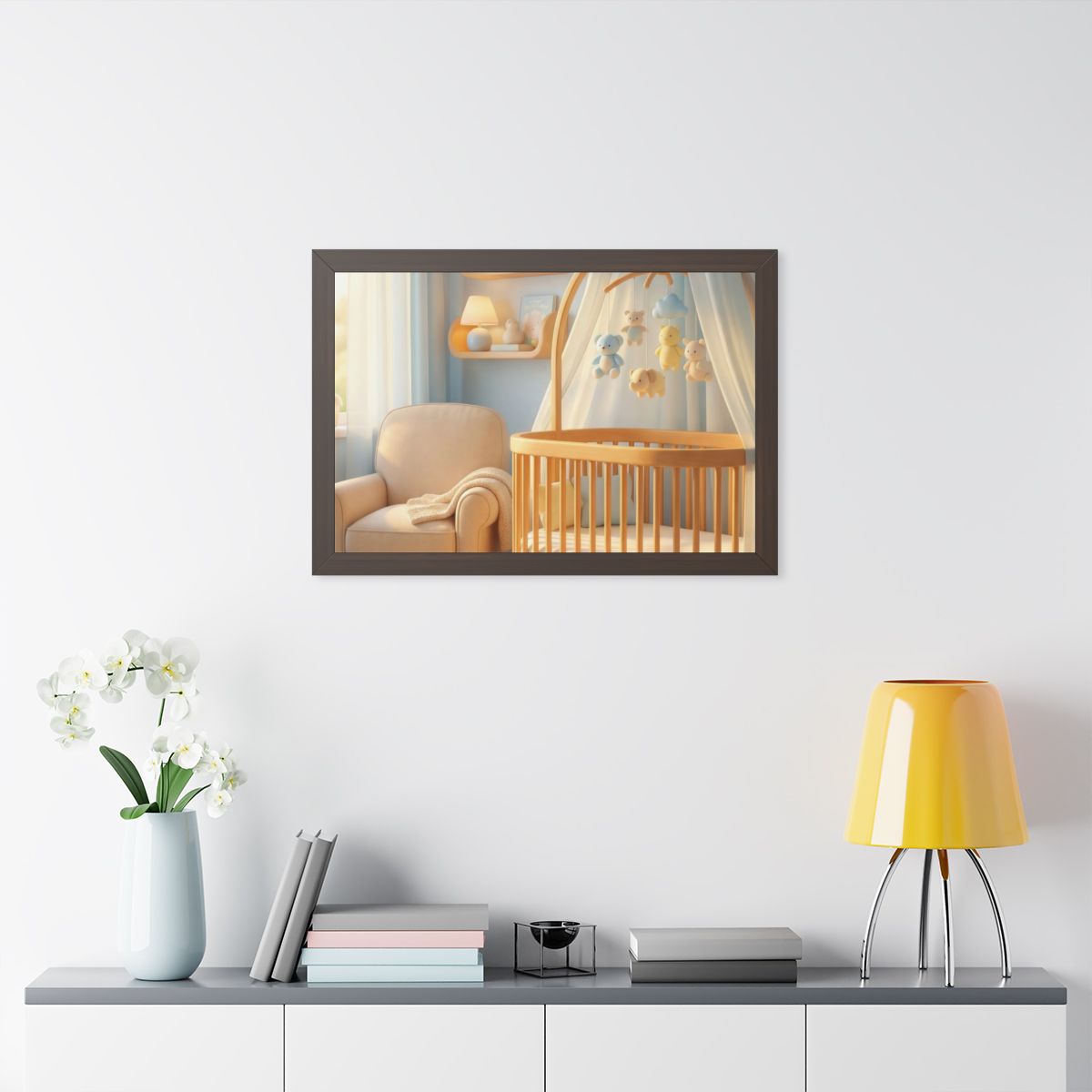 Framed Horizontal Poster - Dreamy Serene Nursery Art —... |...