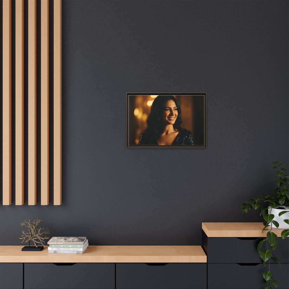 Framed Canvas Art - Golden Glamour — Espresso / 1.25"