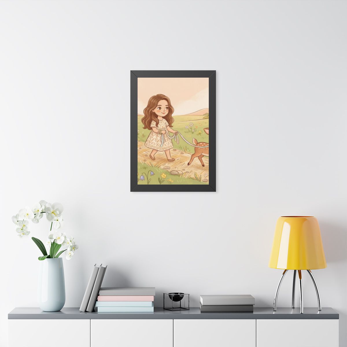 Framed Vertical Poster - Meadow Walk Fawn — Black (11×14......