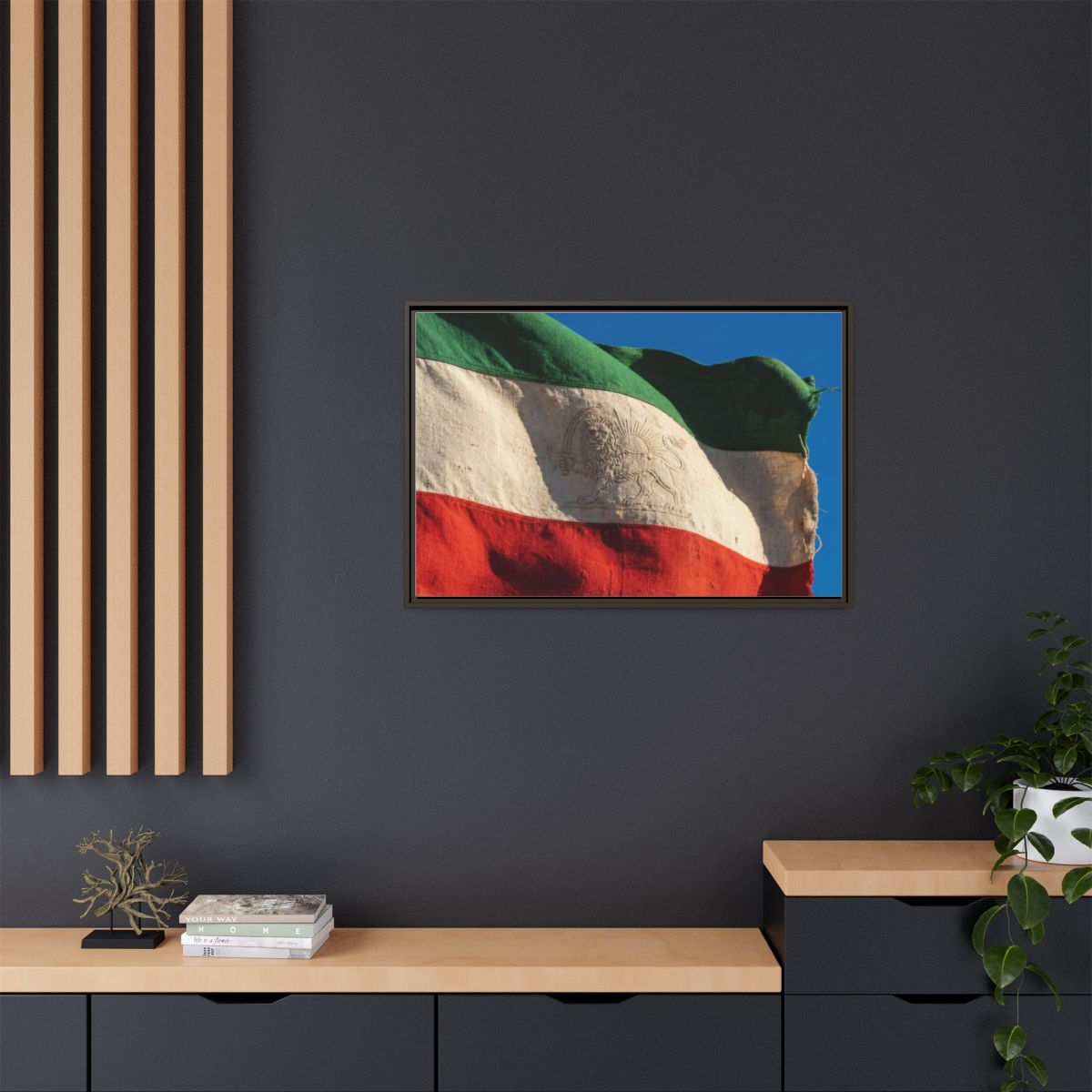 Framed Canvas Art - Distressed Flag — Espresso / 1.25"