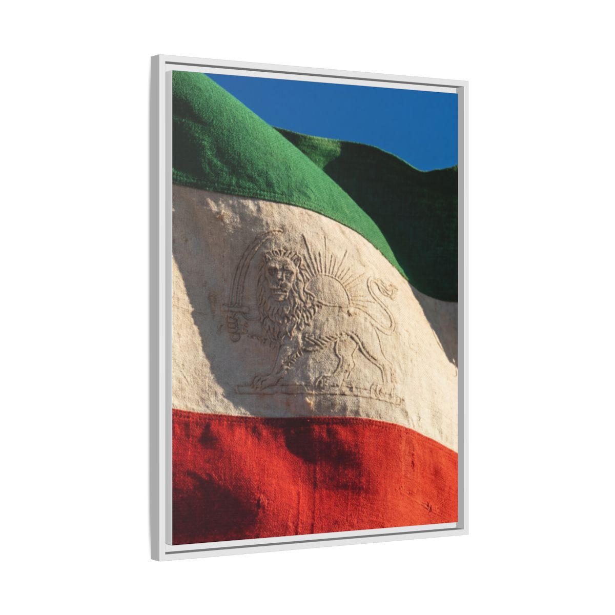 Framed Canvas Art - Distressed Flag — White / 1.25"