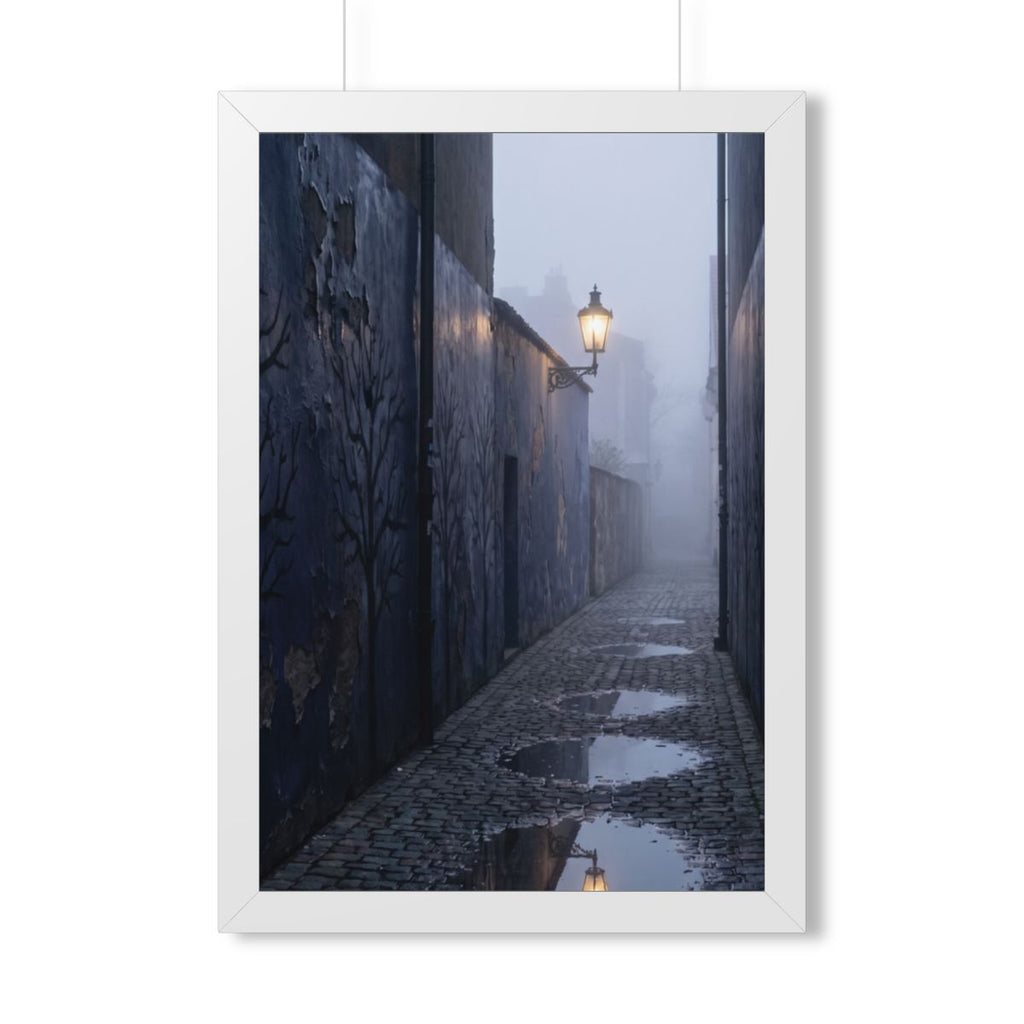 Framed Vertical Poster - Cobblestone in Mist — White (11×14...