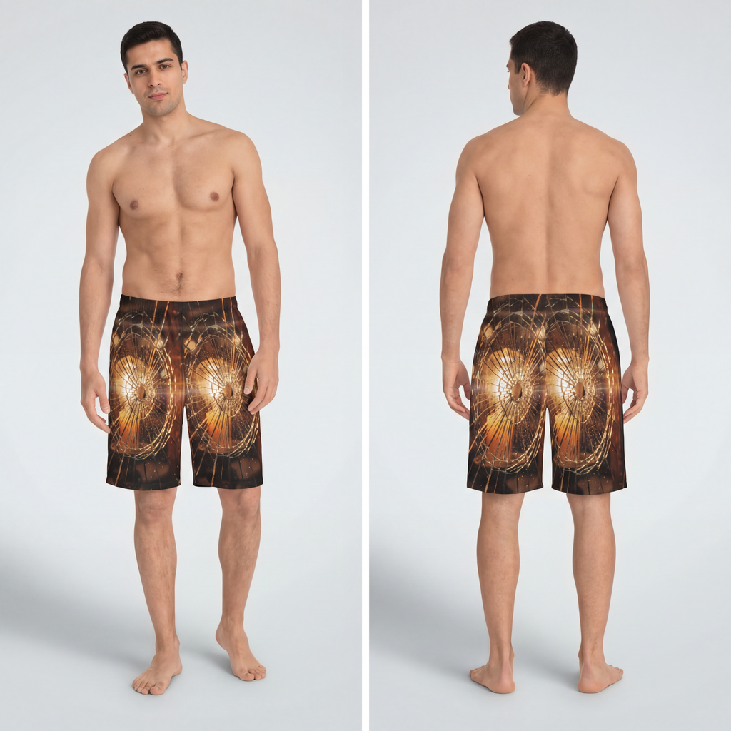 Herren Boardshorts – Cinematic Amber Edge
