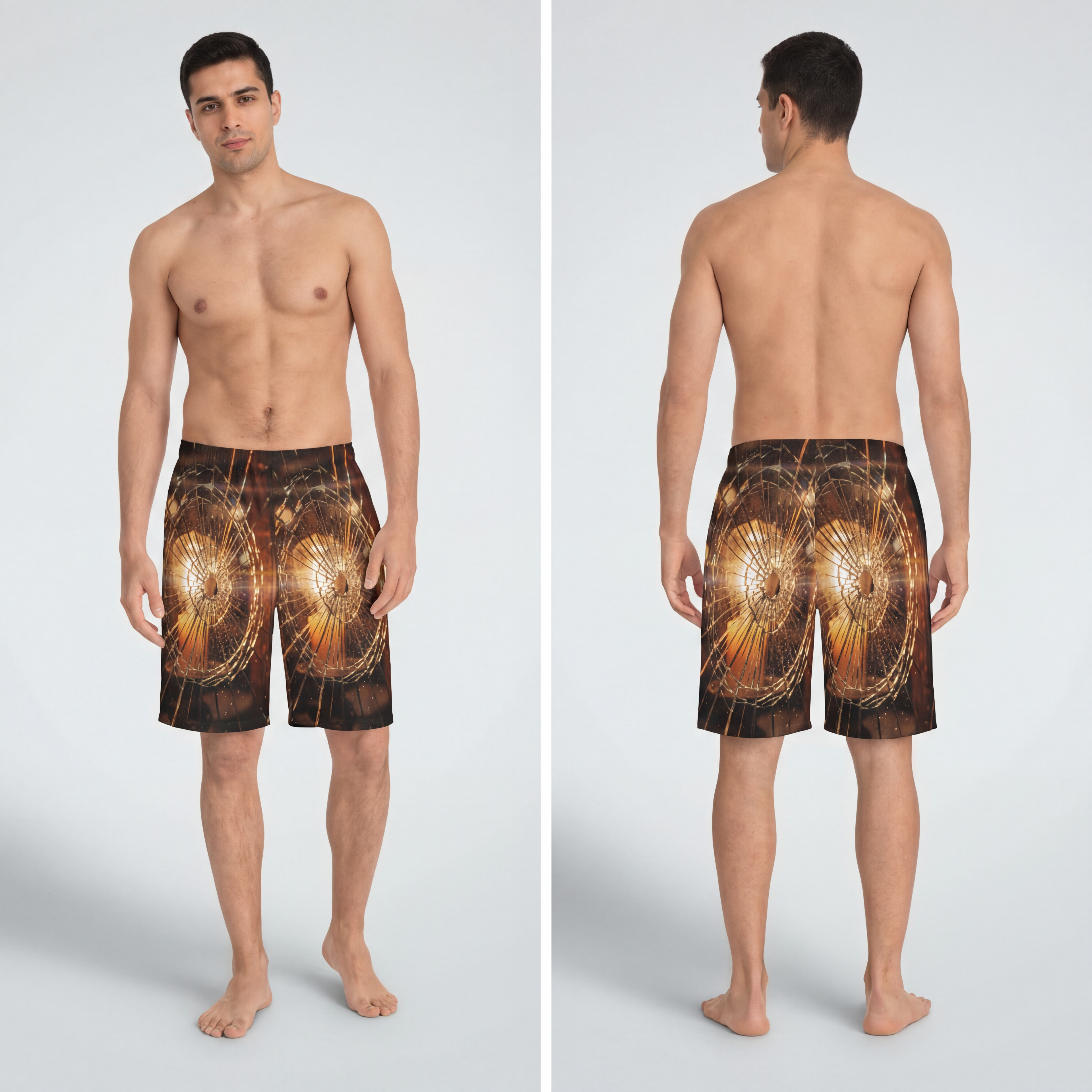 Men's Board Shorts - Cinematic Amber Edge