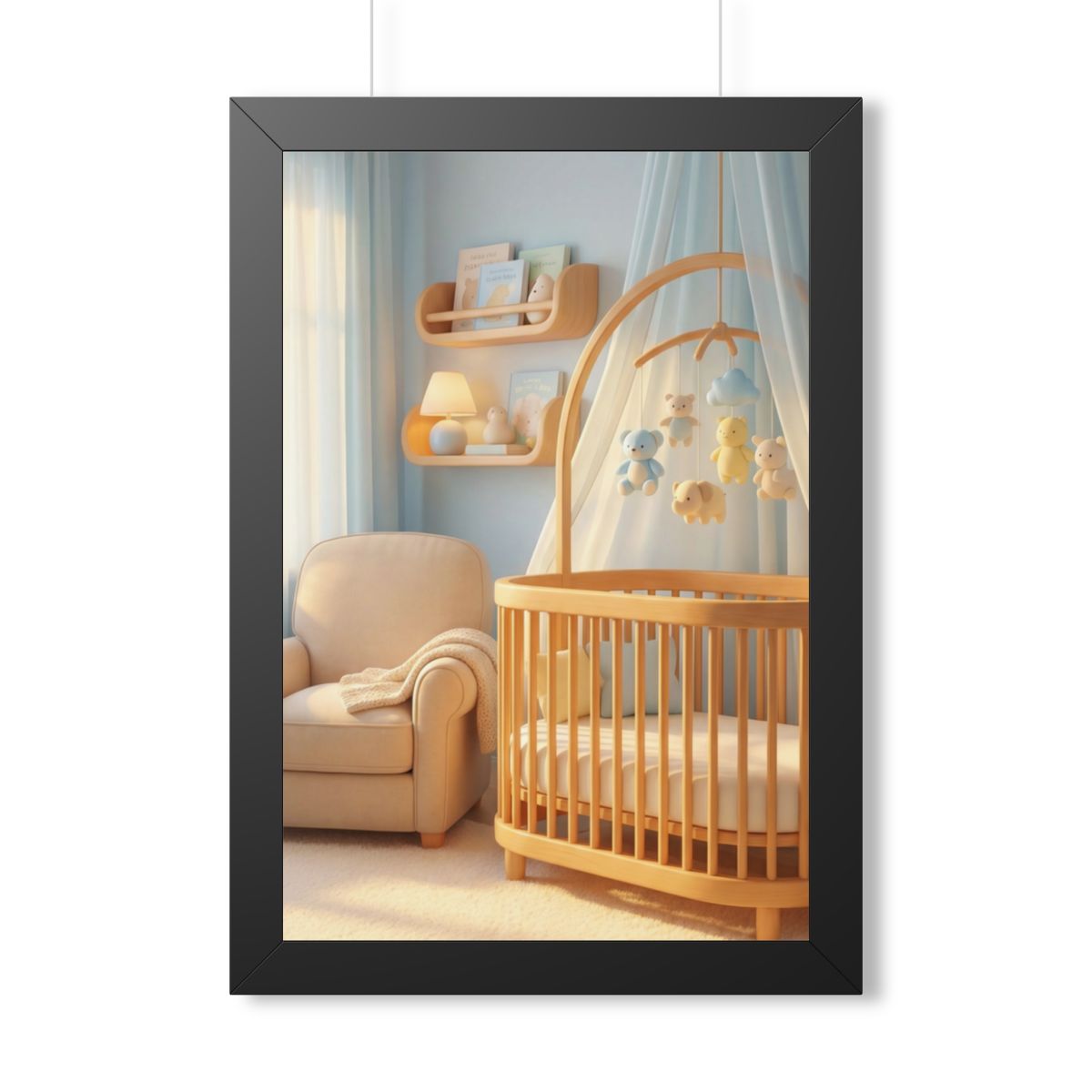 Framed Vertical Poster - Dreamy Serene Nursery Art — Black...