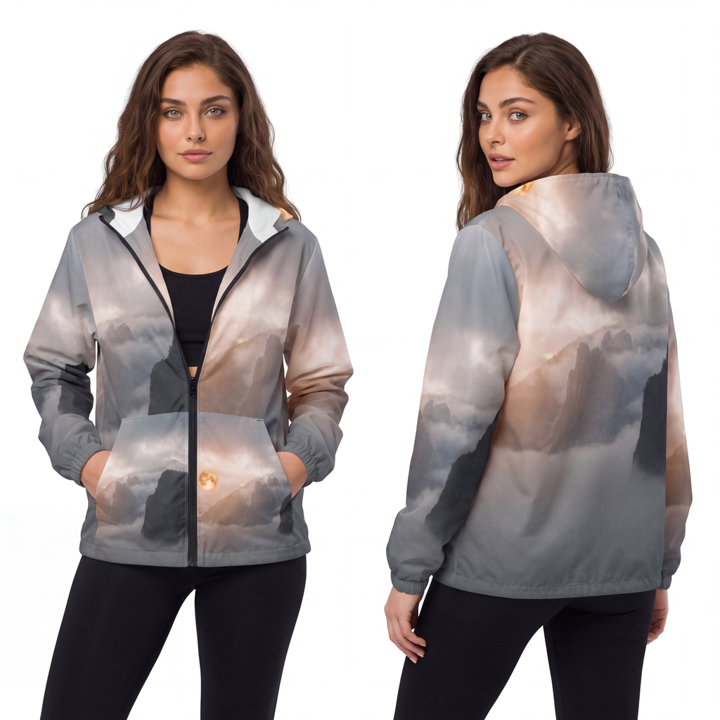 Unisex Windbreaker Jacket - Alpine Fog | Echovira Gallery