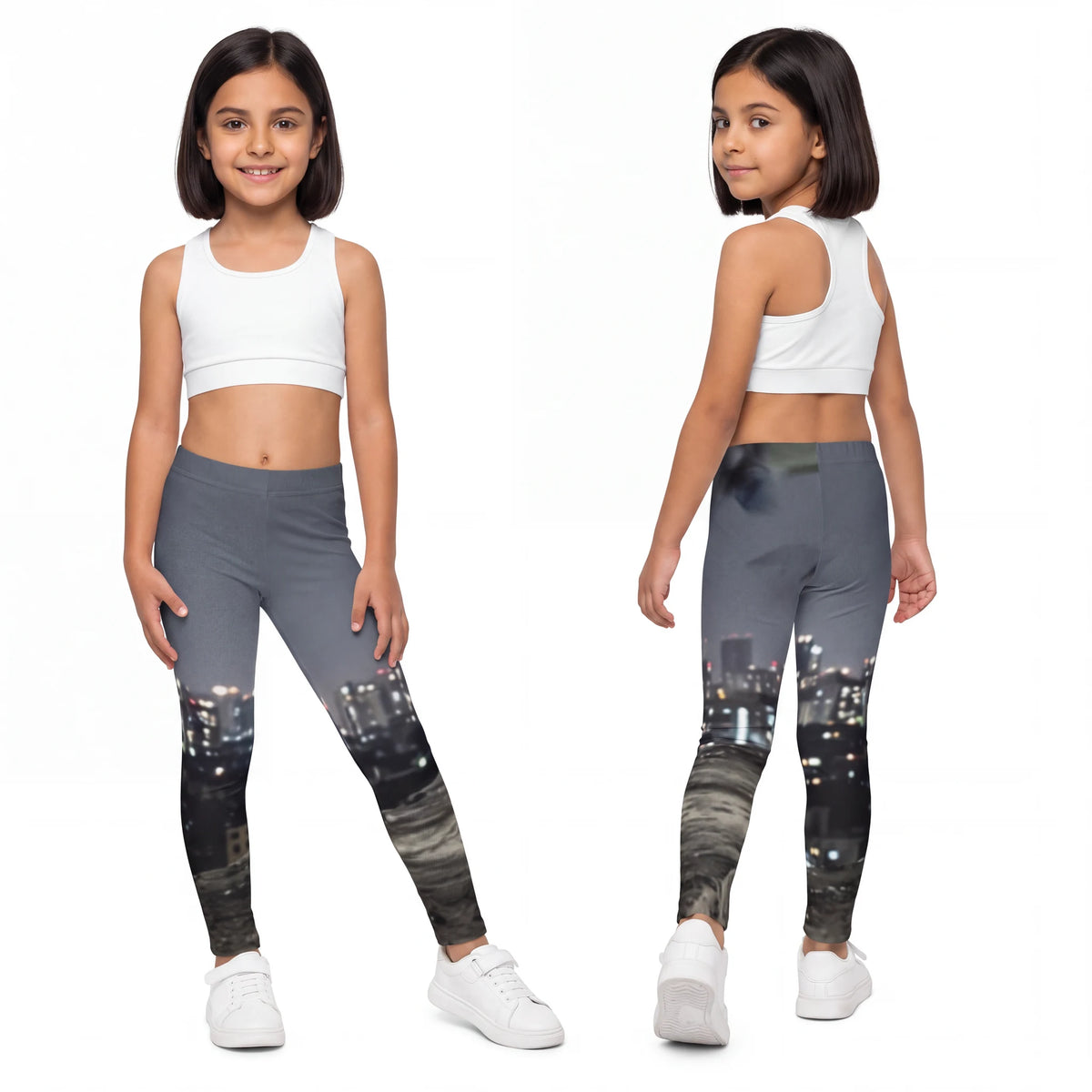 Kids Leggings with Midnight Cityscape Art