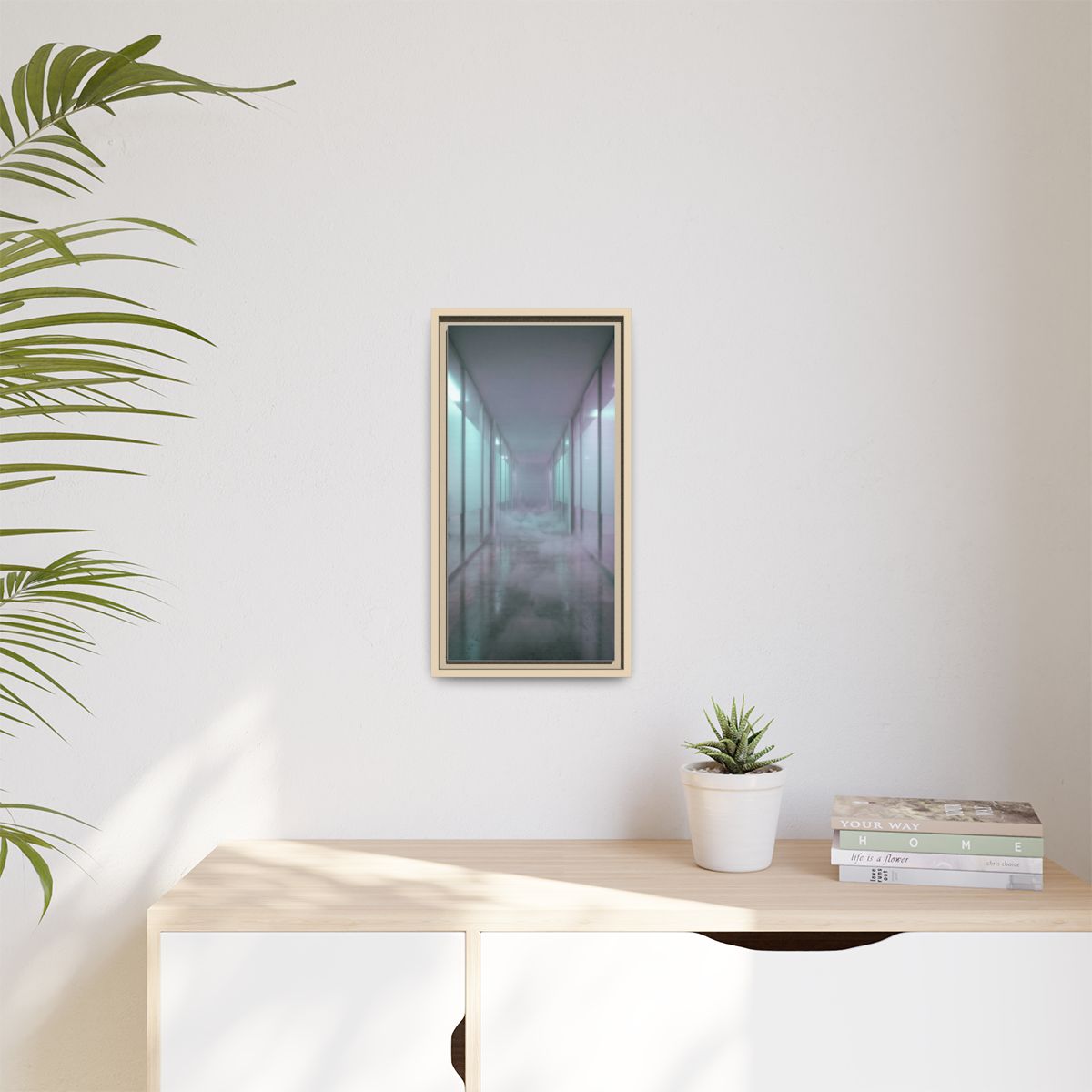 Matte Canvas, Framed - Liminal Corridor Fog Art Print —... |...