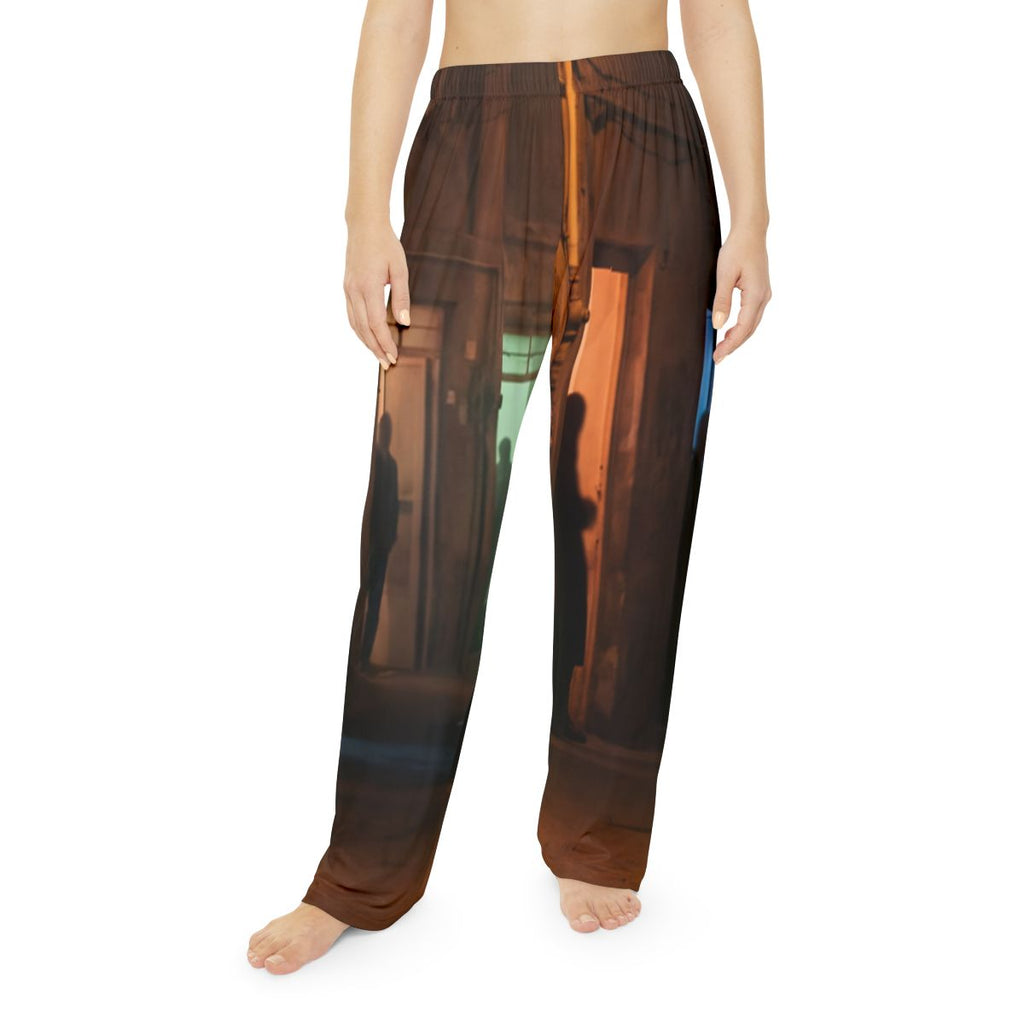 Women's Pajama Pants - Shadowed Alleyway Mystery Art Print |...