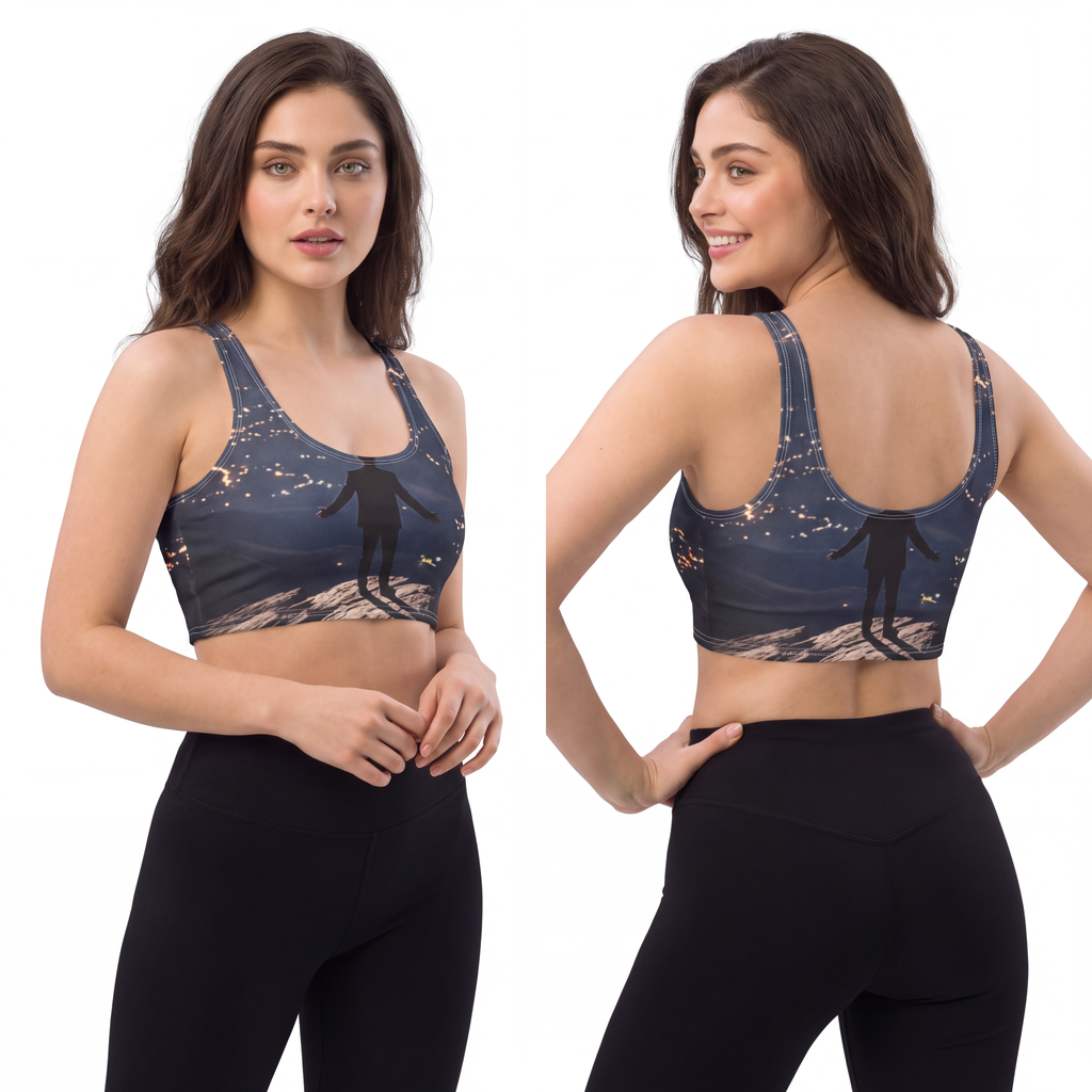 Polyester Sports Bra - Midnight Zenith | Echovira Gallery