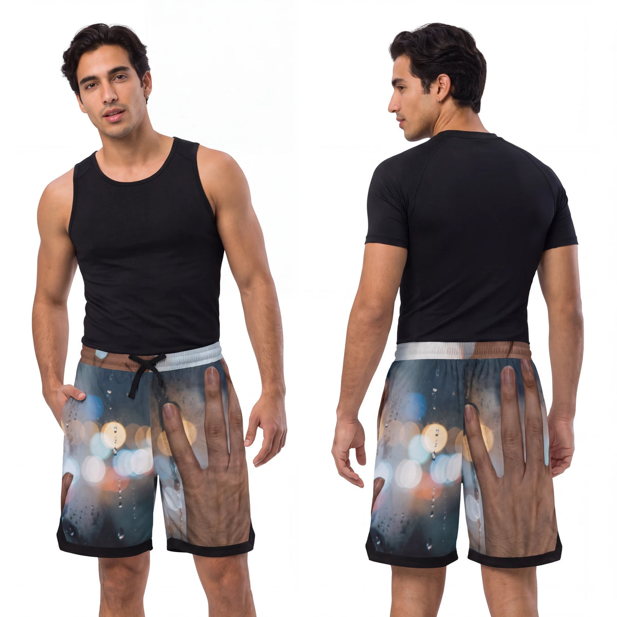 Men's Basketball Rib Shorts Rainy City Window