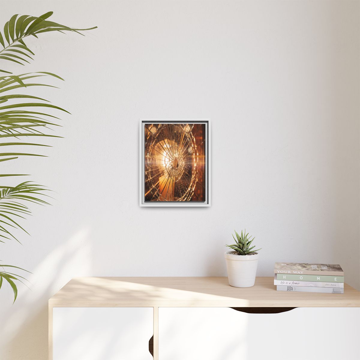 Matte Canvas, Framed - Golden Fractured Art — White / 1.25"...