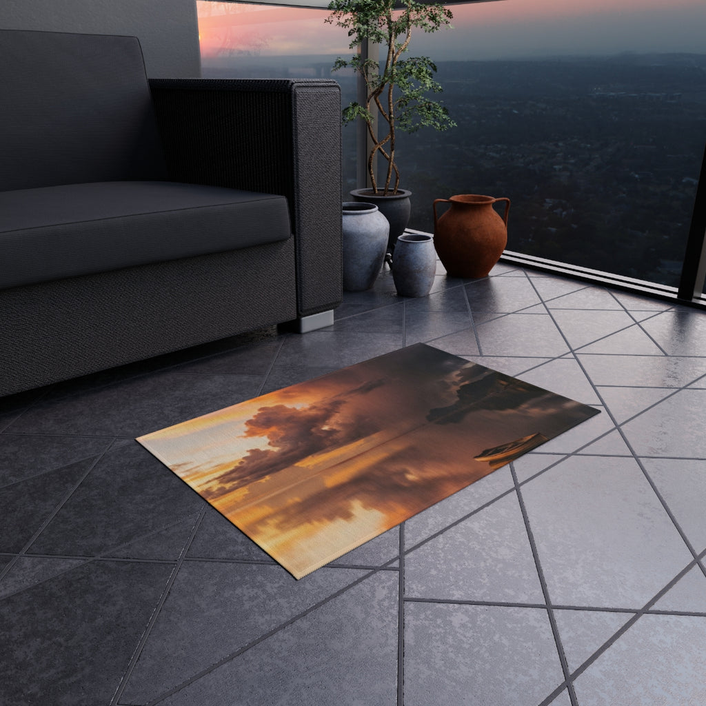 Outdoor Rug - Sunset Storm Horizon Patio Accent | Echovira...