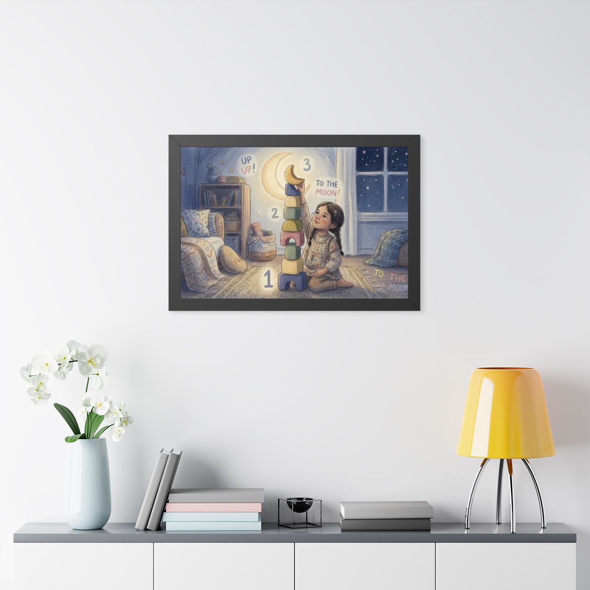 Framed Horizontal Poster - Moonlit Horizon — Black (14×11......