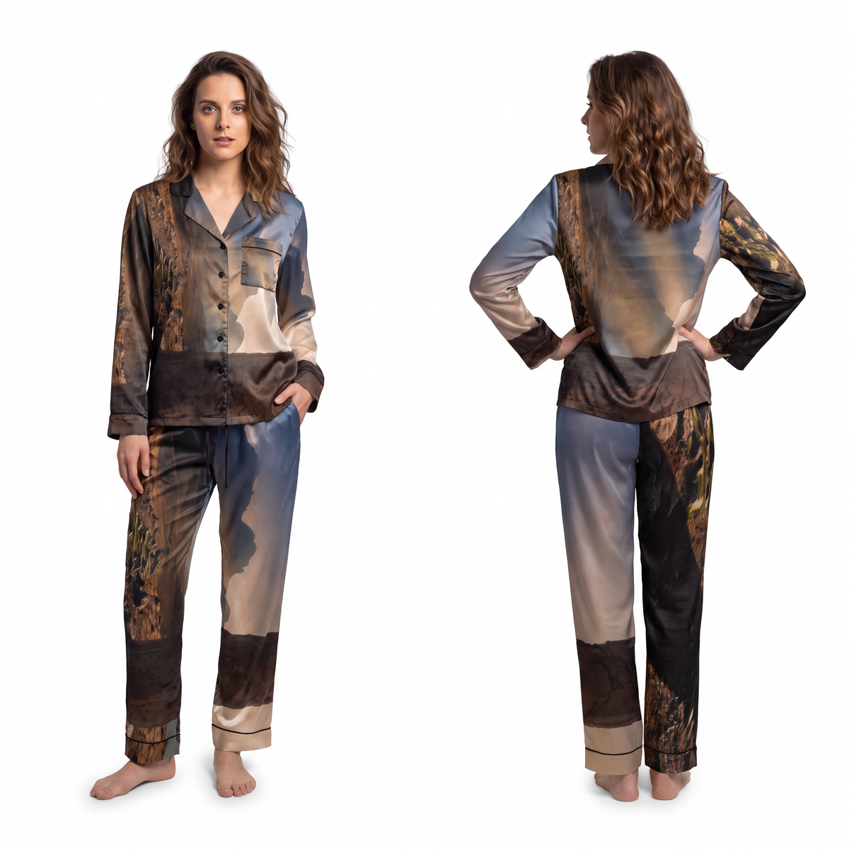 Women's Satin Pajamas - Mystic Monolith Ancient Persian... |...