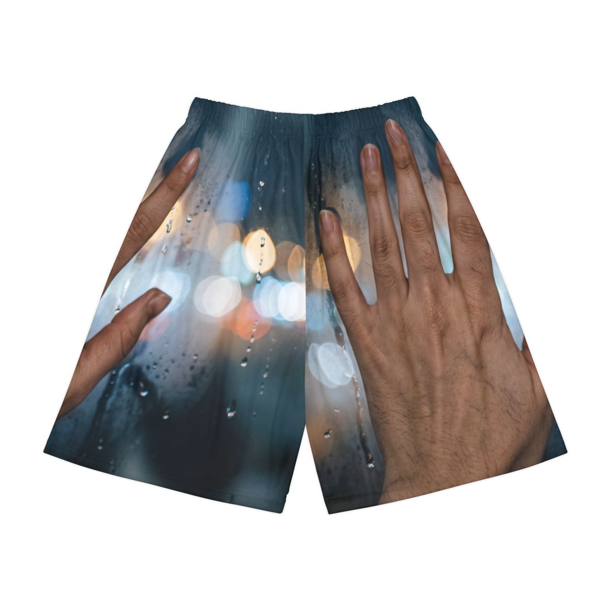 Men's Sports Shorts with Rainy City Bokeh Art