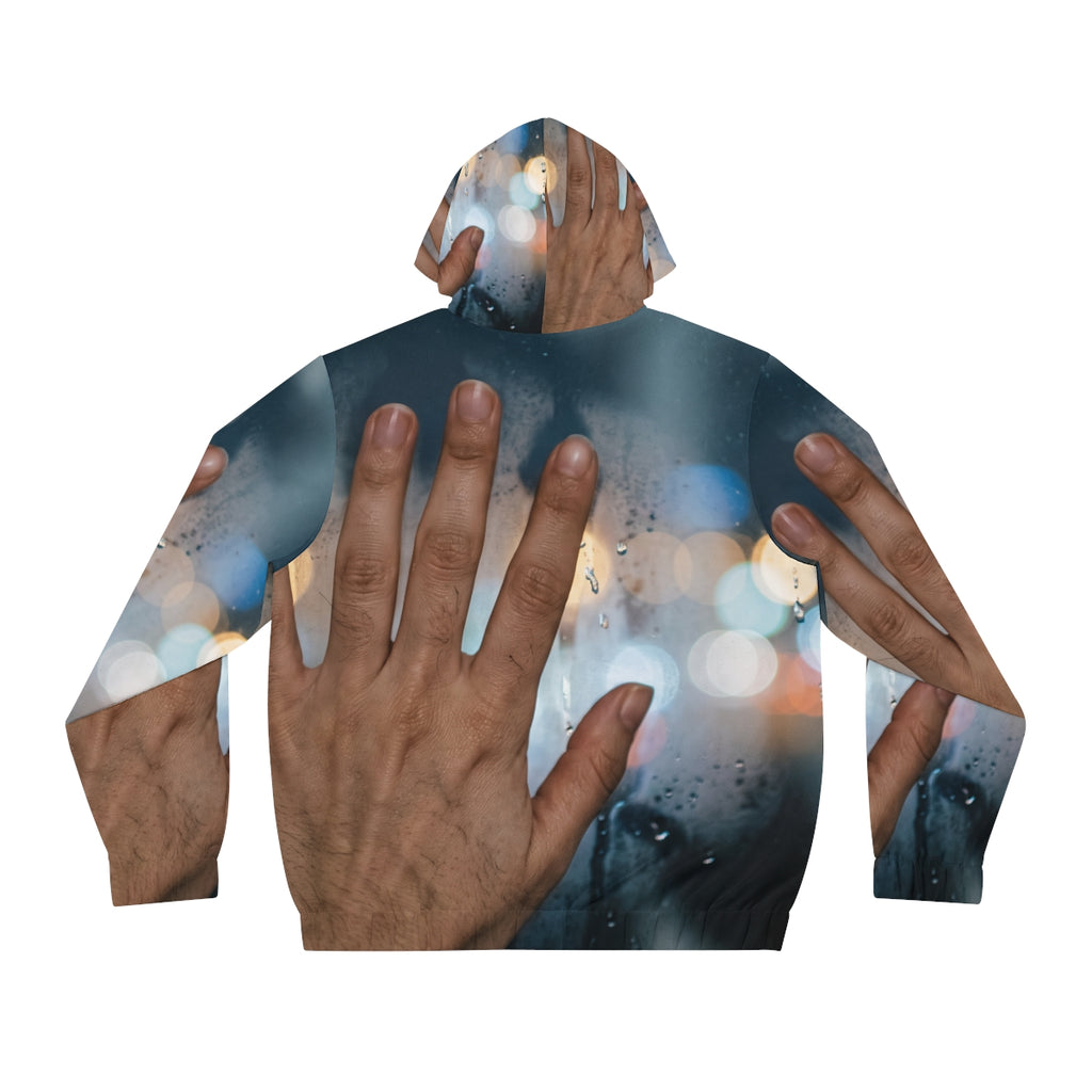Men's Full-Zip Hoodie Rainy City Window Art